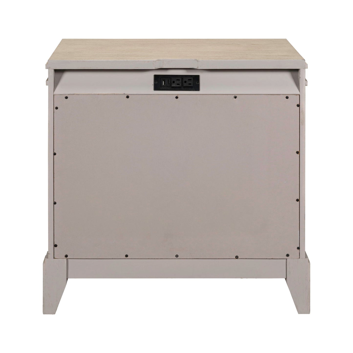 New Haven - Nightstand With Charging Station - Sanctuary White