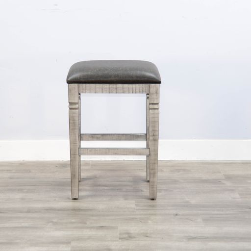 Alpine - 30" Stool With Cushion Seat - Brown / Gray