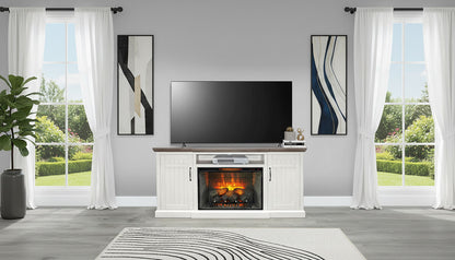 Pasadena - TV Console With Fireplace Option - Buckskin / Marble White