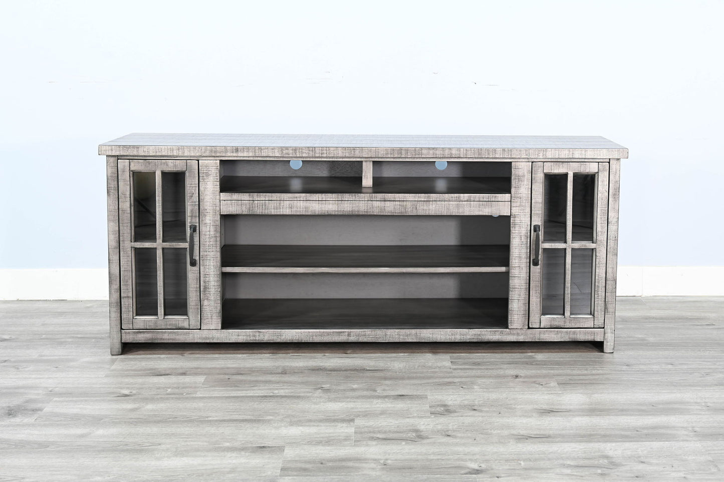 Media Console With Electric Fireplace - Alpine Gray
