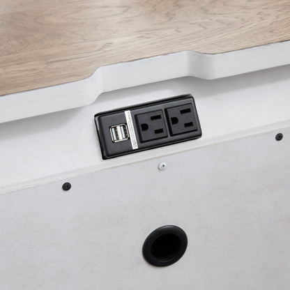 Farmhouse Reimagined - 3 Drawer Nightstand With Charging Station - Antique White / Chestnut Tops