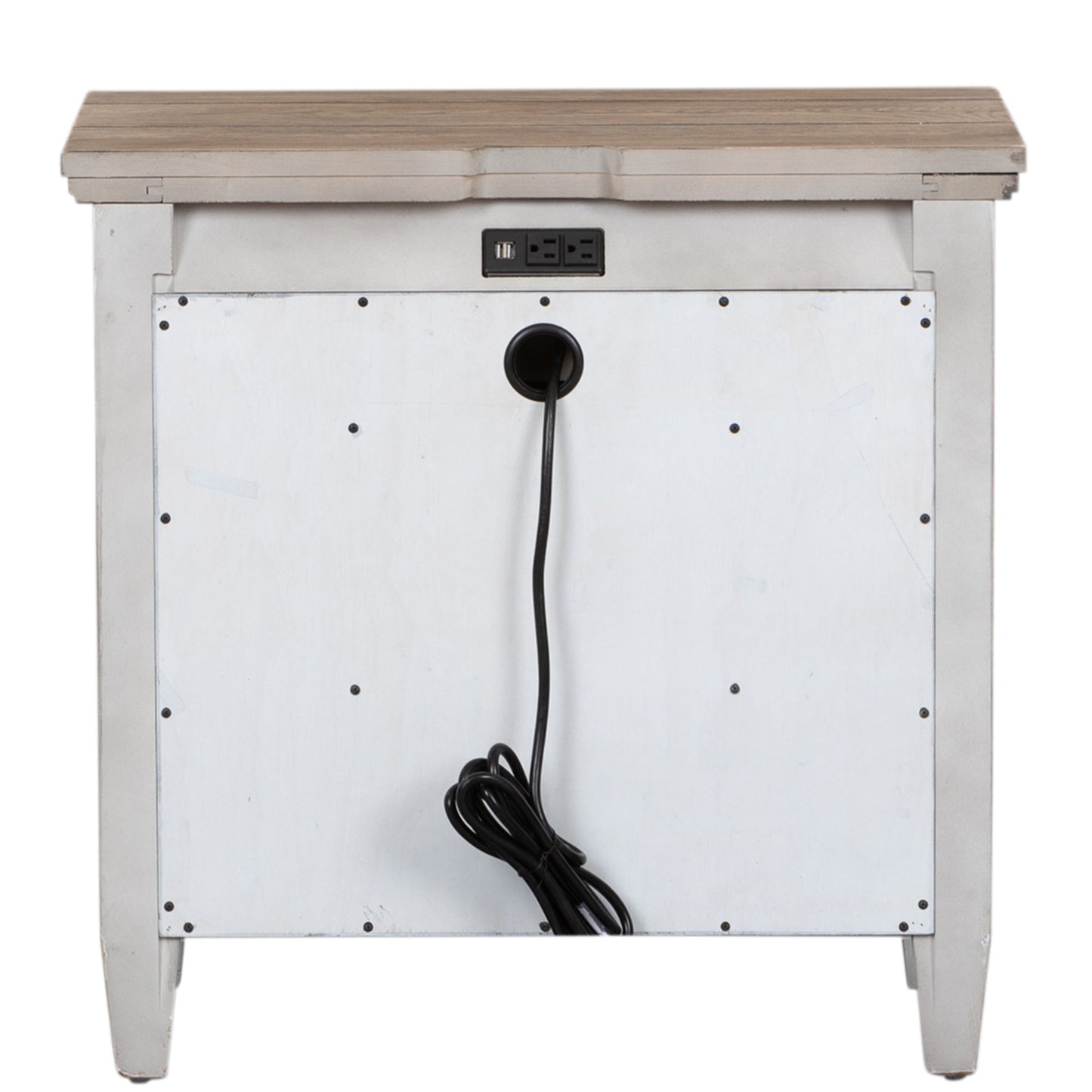 Heartland - 1 Drawer Nightstand With Charging Station - Antique White / Tobacco Tops
