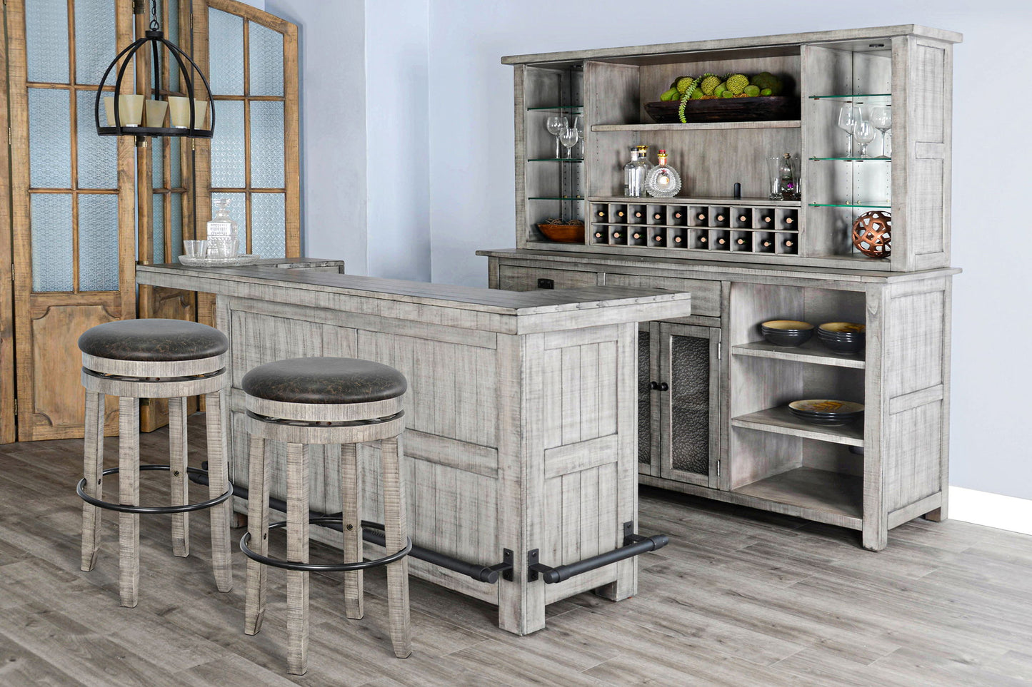 Alpine - Traditional Wood Home Bar - Gray