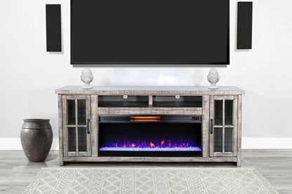 Media Console With Electric Fireplace - Alpine Gray