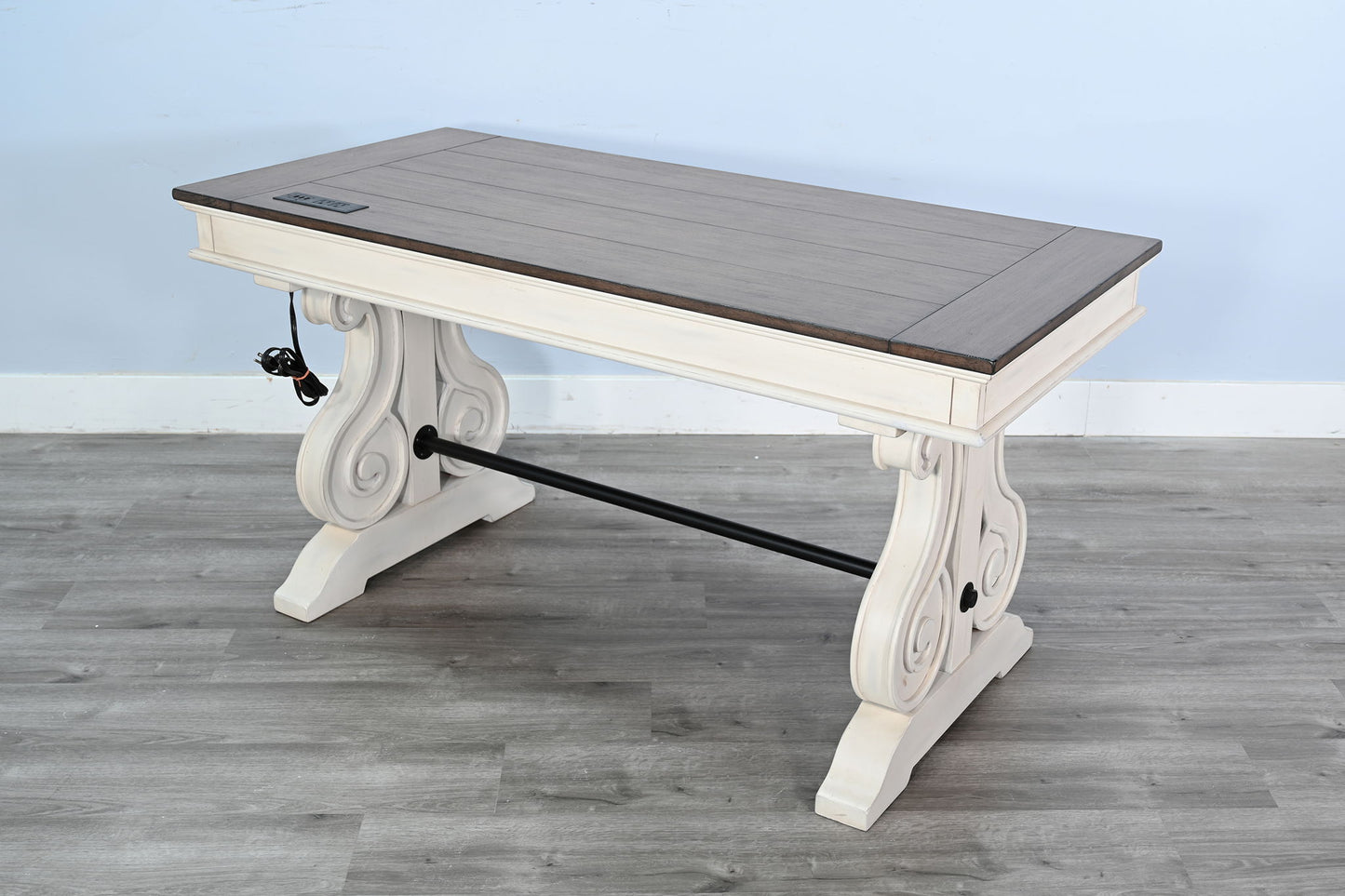 Pasadena - Desk With Power Strip - Buckskin / Marble White
