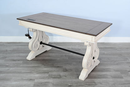 Pasadena - Desk With Power Strip - Buckskin / Marble White