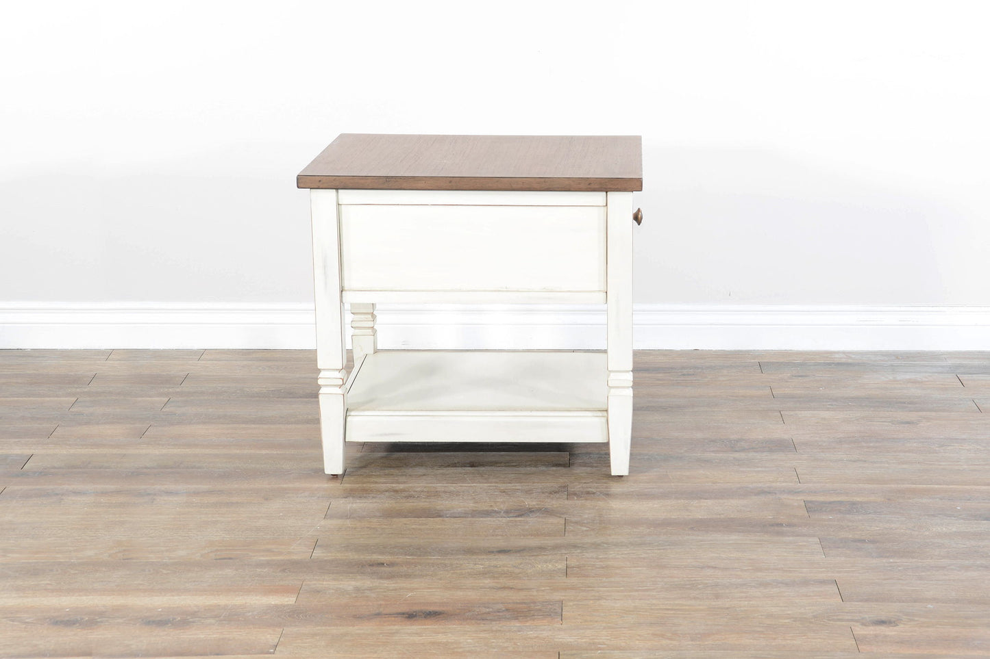 End Table - White / Light Brown