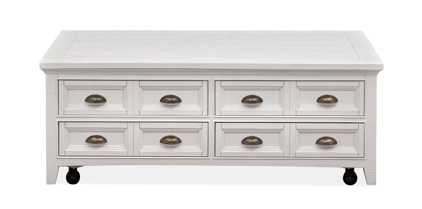 Heron Cove - Lift Top Storage Cocktail Table With Casters - Chalk White