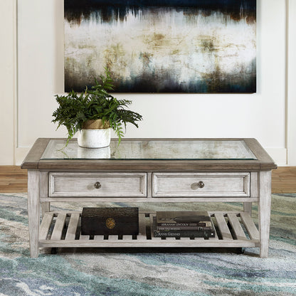 Heartland - 3 Piece Table Set - Antique White / Tobacco Tops