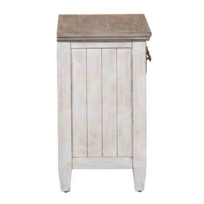 Heartland - 1 Drawer Nightstand With Charging Station - Antique White / Tobacco Tops