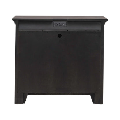 Paradise Valley - 2 Door Bedside Chest With Charging Station - Saddle Brown