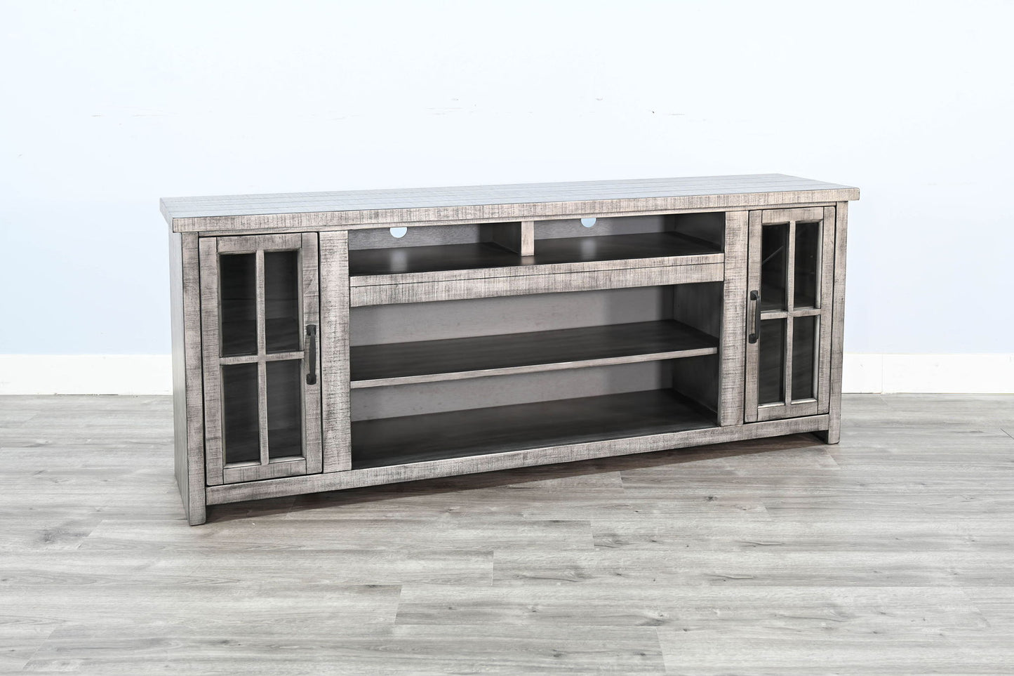 Media Console With Electric Fireplace - Alpine Gray