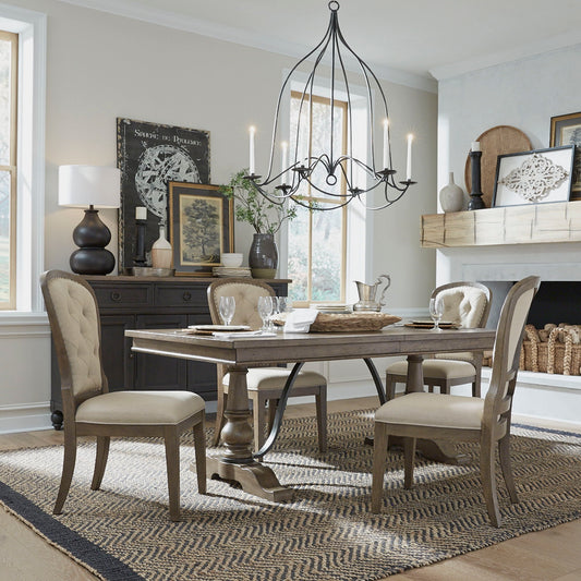 Americana Farmhouse - Dining Room Trestle Table Set