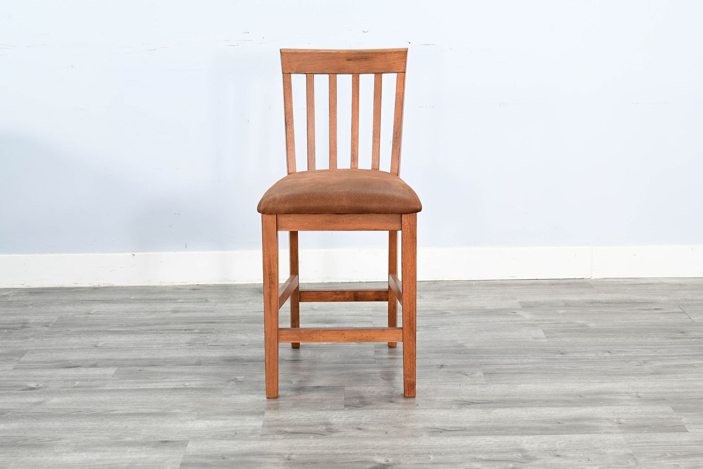 Sedona - Counter Slatback Barstool, Cushion Seat (Set of 2) - Rustic Oak
