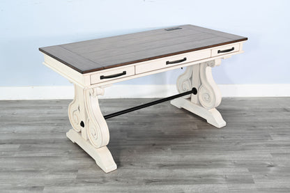 Pasadena - Desk With Power Strip - Buckskin / Marble White