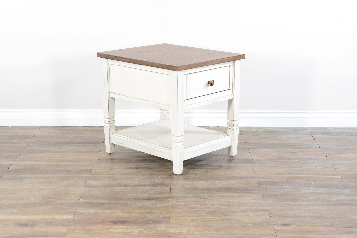 End Table - White / Light Brown