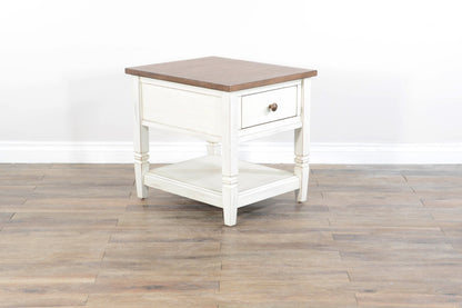 End Table - White / Light Brown