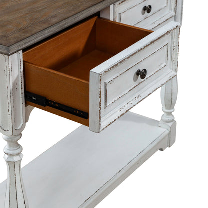 Magnolia Manor - Hall Console Bottom With Shelf For Display & Storage - Antique White