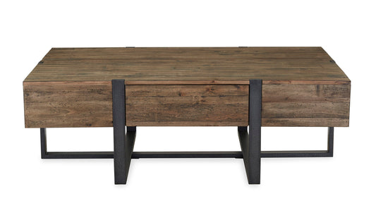 Prescott - Modern Reclaimed Wood Rectangular Cocktail Table - Rustic Honey