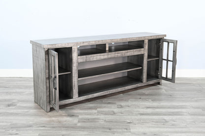 Media Console With Electric Fireplace - Alpine Gray