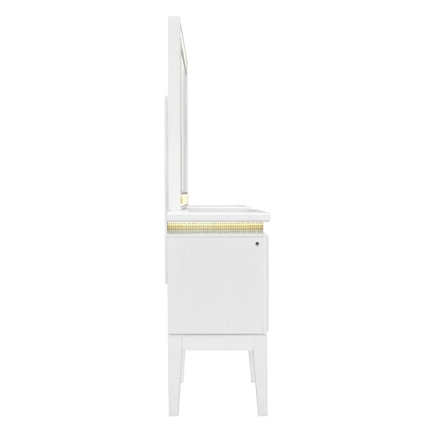 Reflections - Vanity Desk - Pearl White & Rhinestone