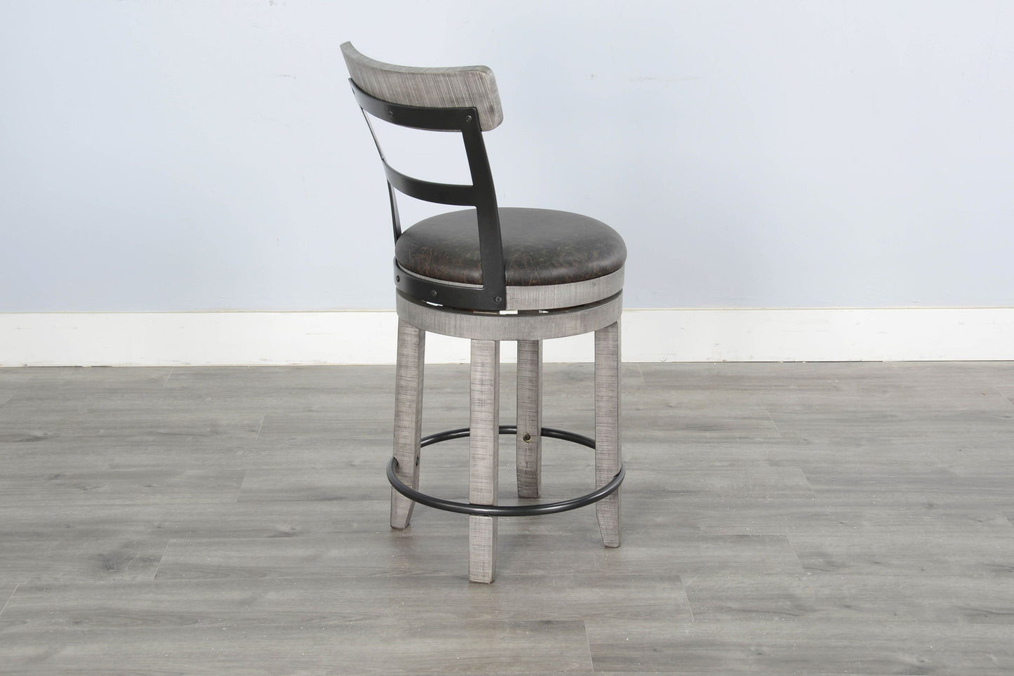 Alpine - Counter Swivel Barstool, Cushion Seat (Set of 2) - Gray