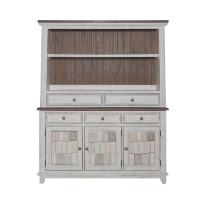 River Place - Server & Hutch - Riverstone White & Tobacco