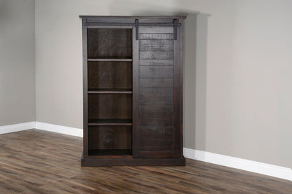Bookcase With Barn Door - Dark Brown