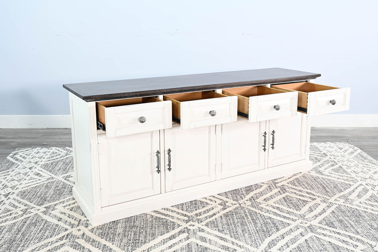 Carriage House - Credenza - Cottage White / Europen Dark