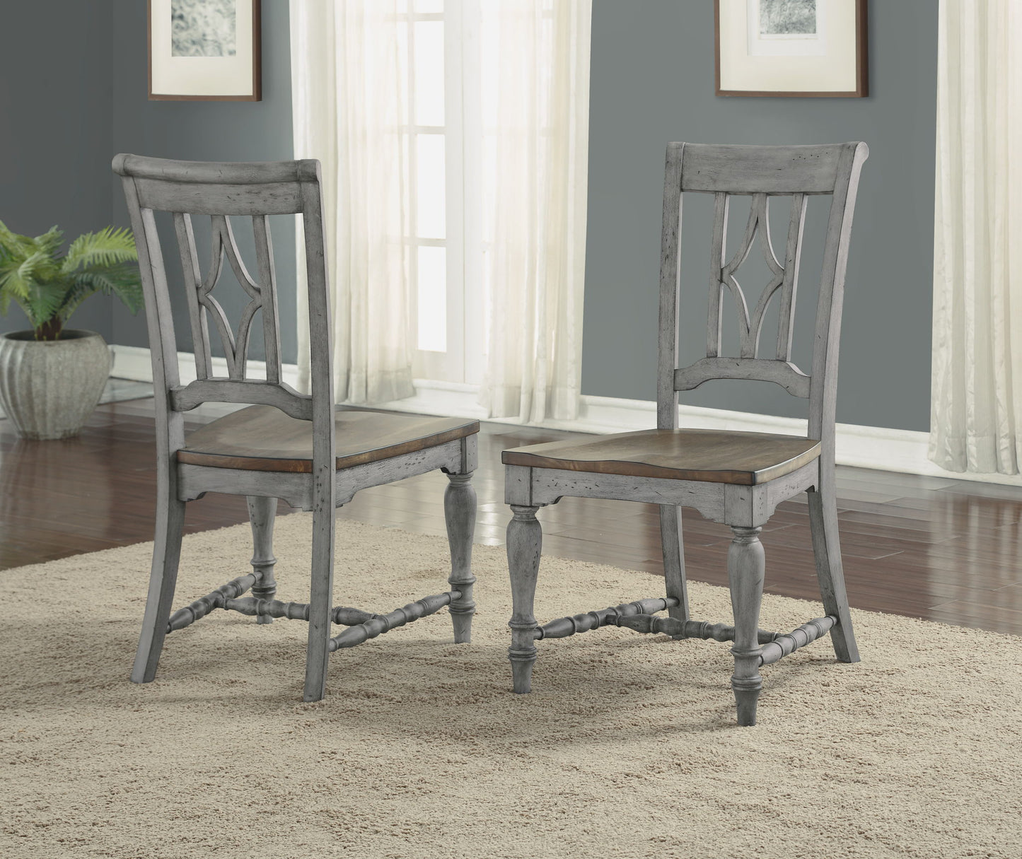 Plymouth - Dining Chair (Set of 2) - Gray / Dark Brown