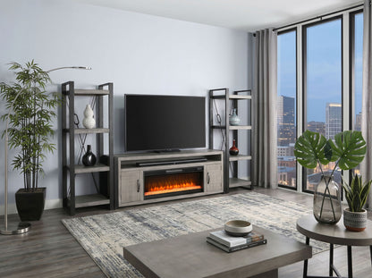 Alpine - 78" Media Console With Electric Fireplace - Gray