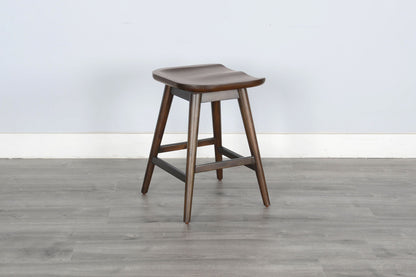 Americana - 24"H Stool With Saddle Seat - Dark Brown