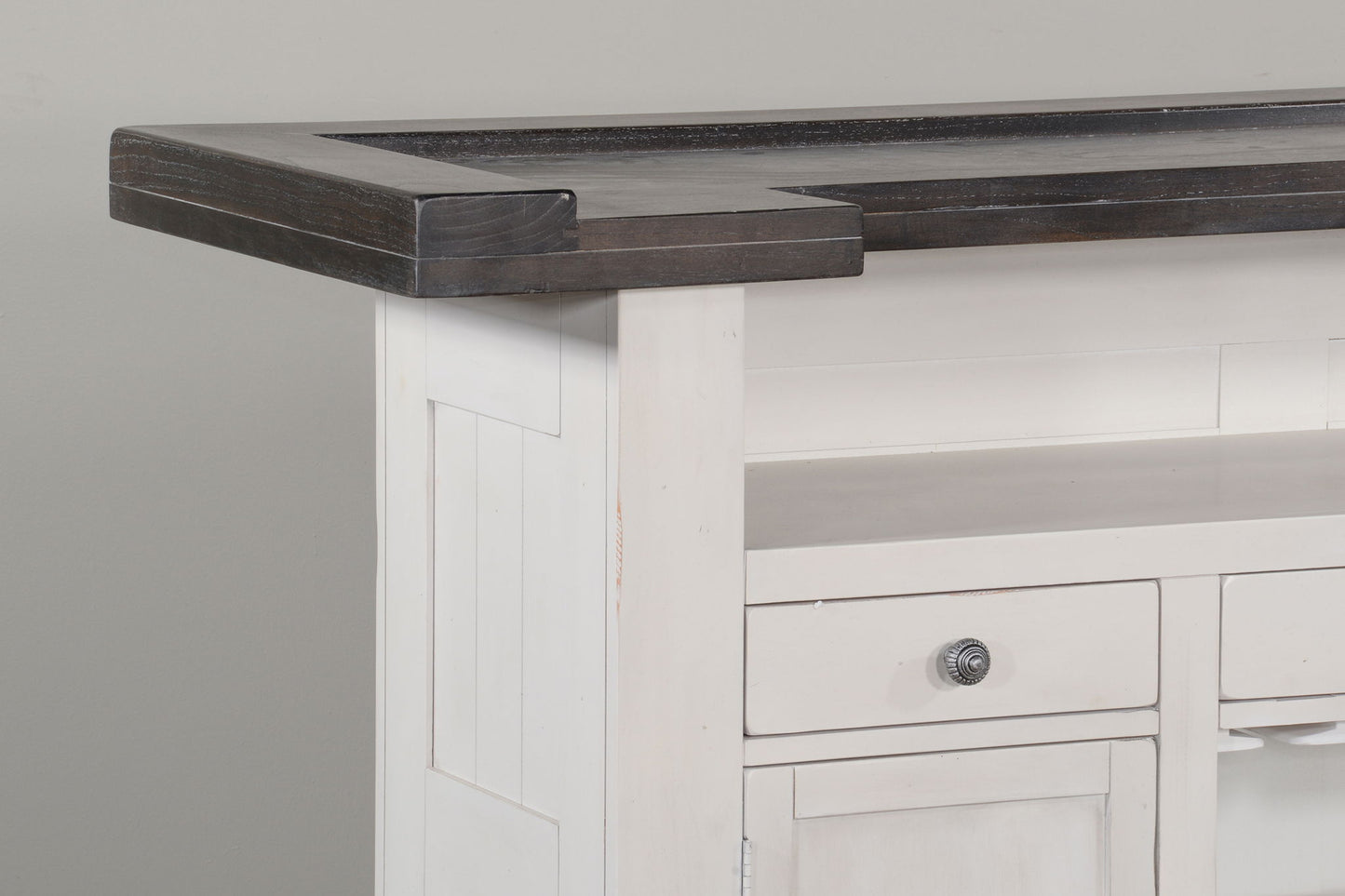 Carriage House - Farmhouse Wood Home Bar - Cottage White / Europen Dark