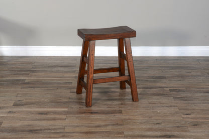 Tuscany - 24" Saddle Seat Stool With Wood Seat - Vintage Mocha