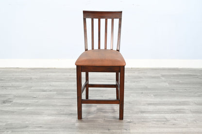 Santa Fe - Slatback Counter Stool With Cushion Seat (Set of 2) - Dark Chocolate