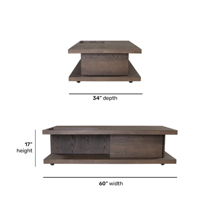 Athens - Rectangular Coffee Table With Casters - Chocolate Brown