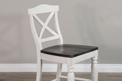 Carriage House - Wood X-Back Dining Chair (Set of 2) - Cottage White / Europen Dark