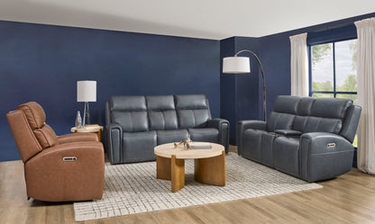 Warren - Power Reclining Sofa With Console, Power Headrest & Lumbar - Black