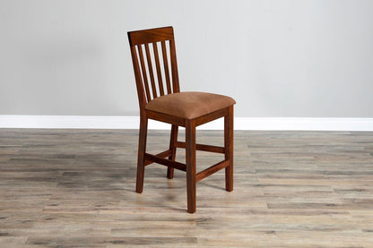 Santa Fe - Slatback Counter Stool With Cushion Seat (Set of 2) - Dark Chocolate