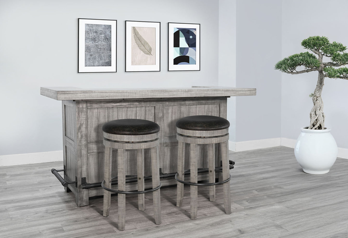 Alpine - Bar Swivel Stool, Cushion Seat (Set of 2) - Gray
