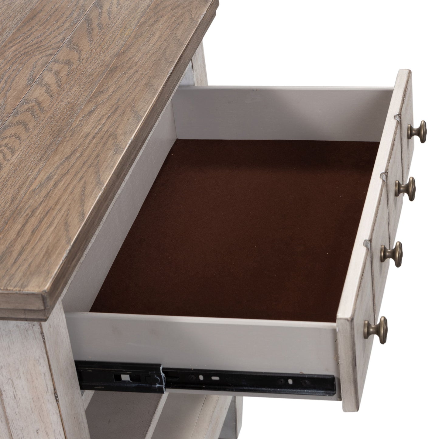 Heartland - 1 Drawer Nightstand With Charging Station - Antique White / Tobacco Tops
