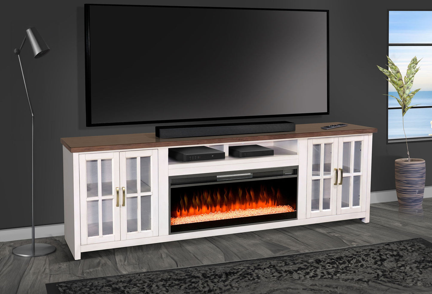 76" Media Console With Electric Fireplace