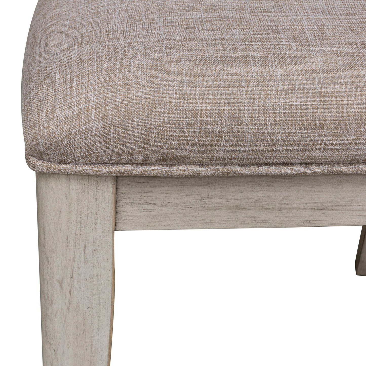 Farmhouse Reimagined - Ladder Back Upholstered Side Chair - Antique White / Chestnut Tops