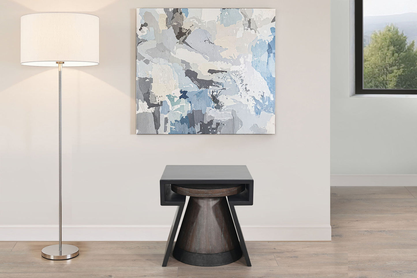 Malibu - Nesting Accent Table Set With Round Wood Stool - Weathered Rum