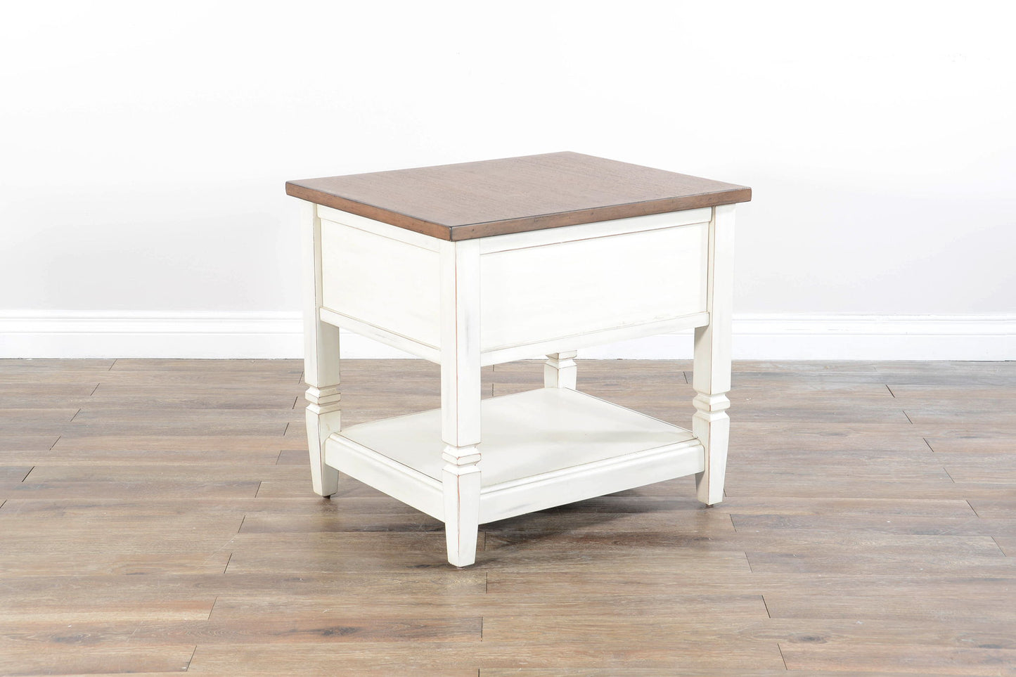 End Table - White / Light Brown