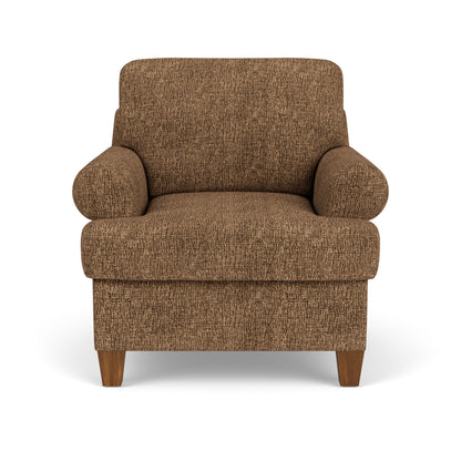 Moxy - Fabric Arm Chair, T-Shaped Seat Cushion, Curved Sock Arms