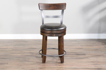 Homestead - Counter Bartool With Back & Swivel, Cushion Seat (Set of 2) - Tobacco Leaf