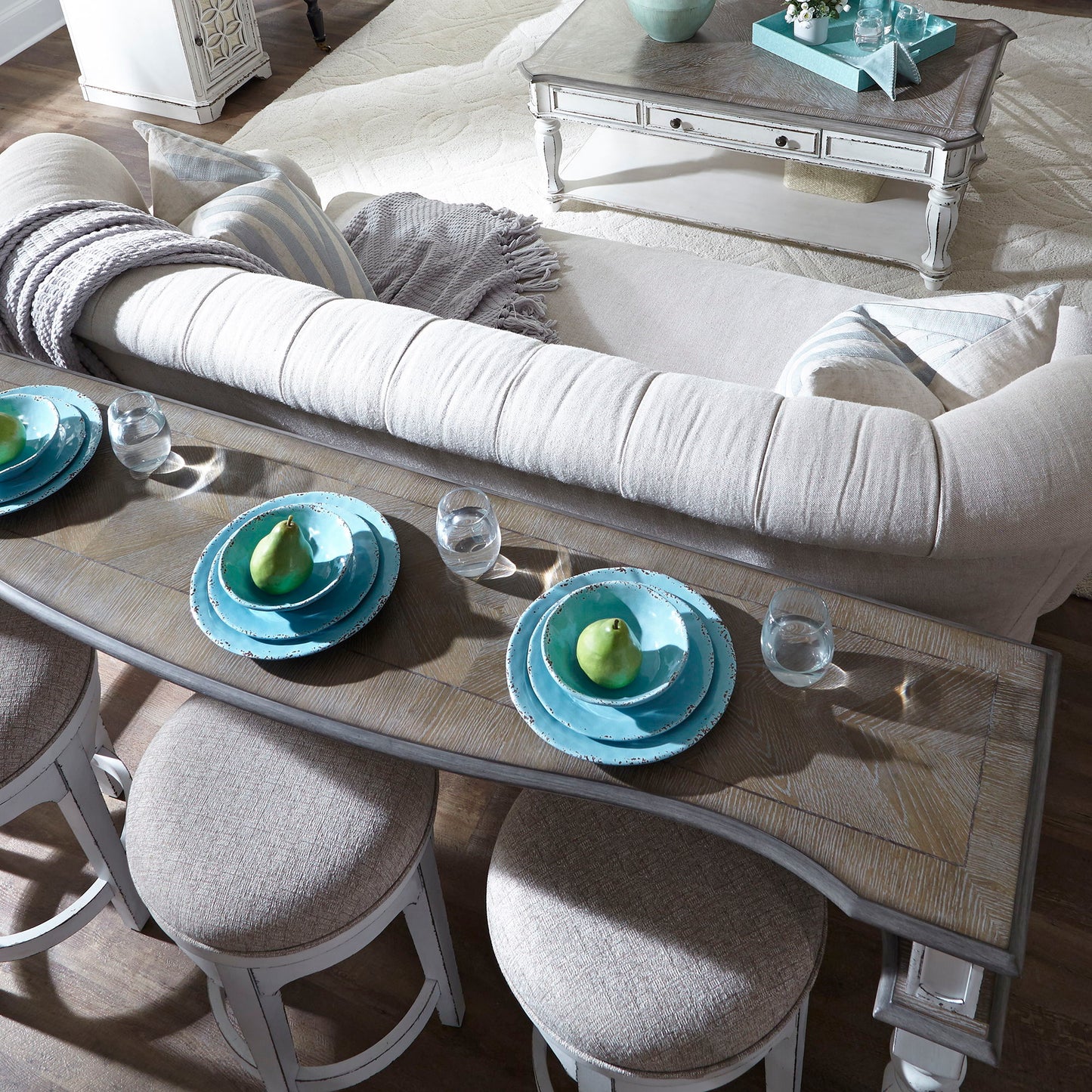 Magnolia Manor - Console Bar Table - Antique White