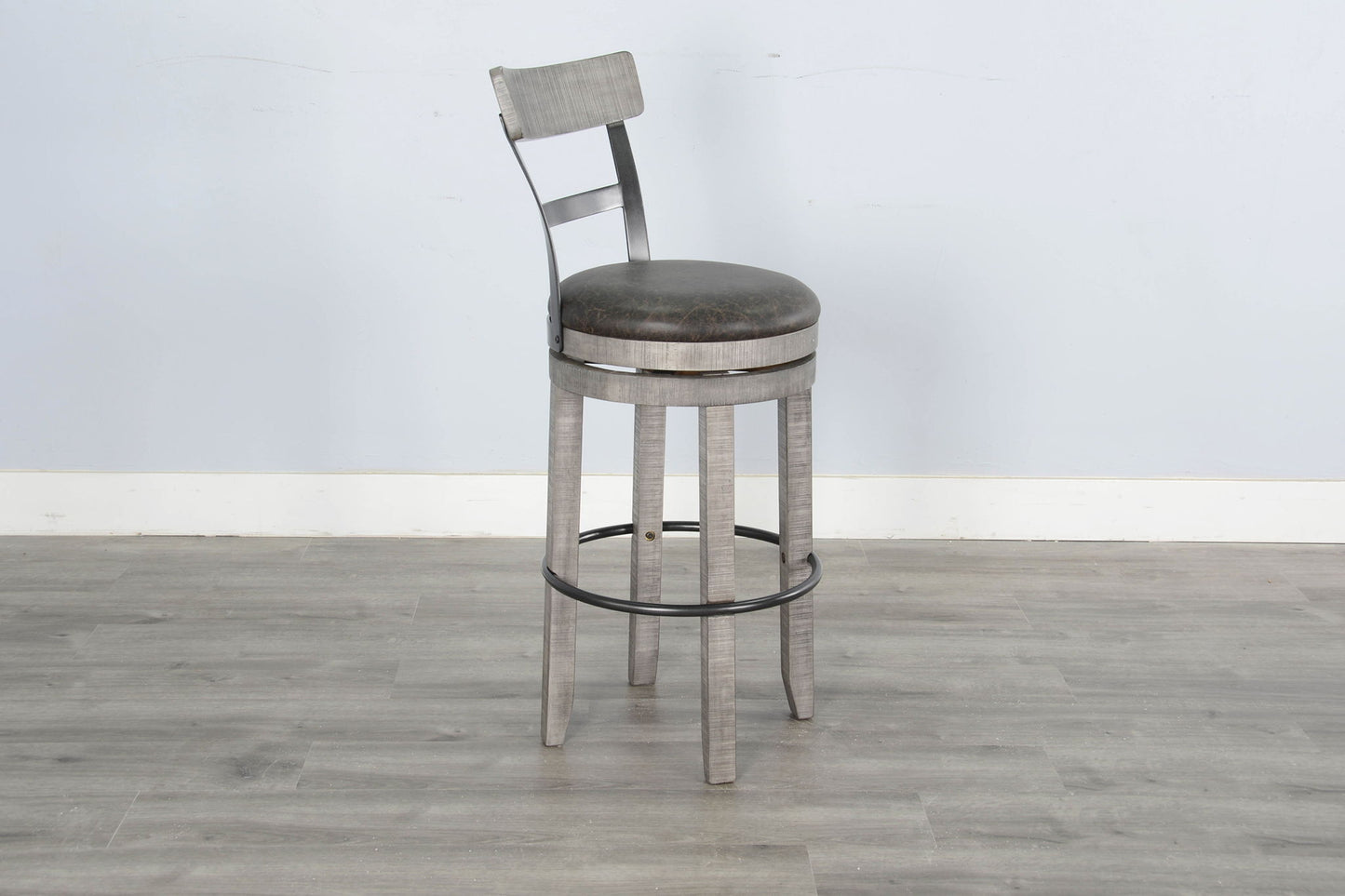 Alpine - Bar Swivel Barstool, Cushion Seat (Set of 2) - Gray