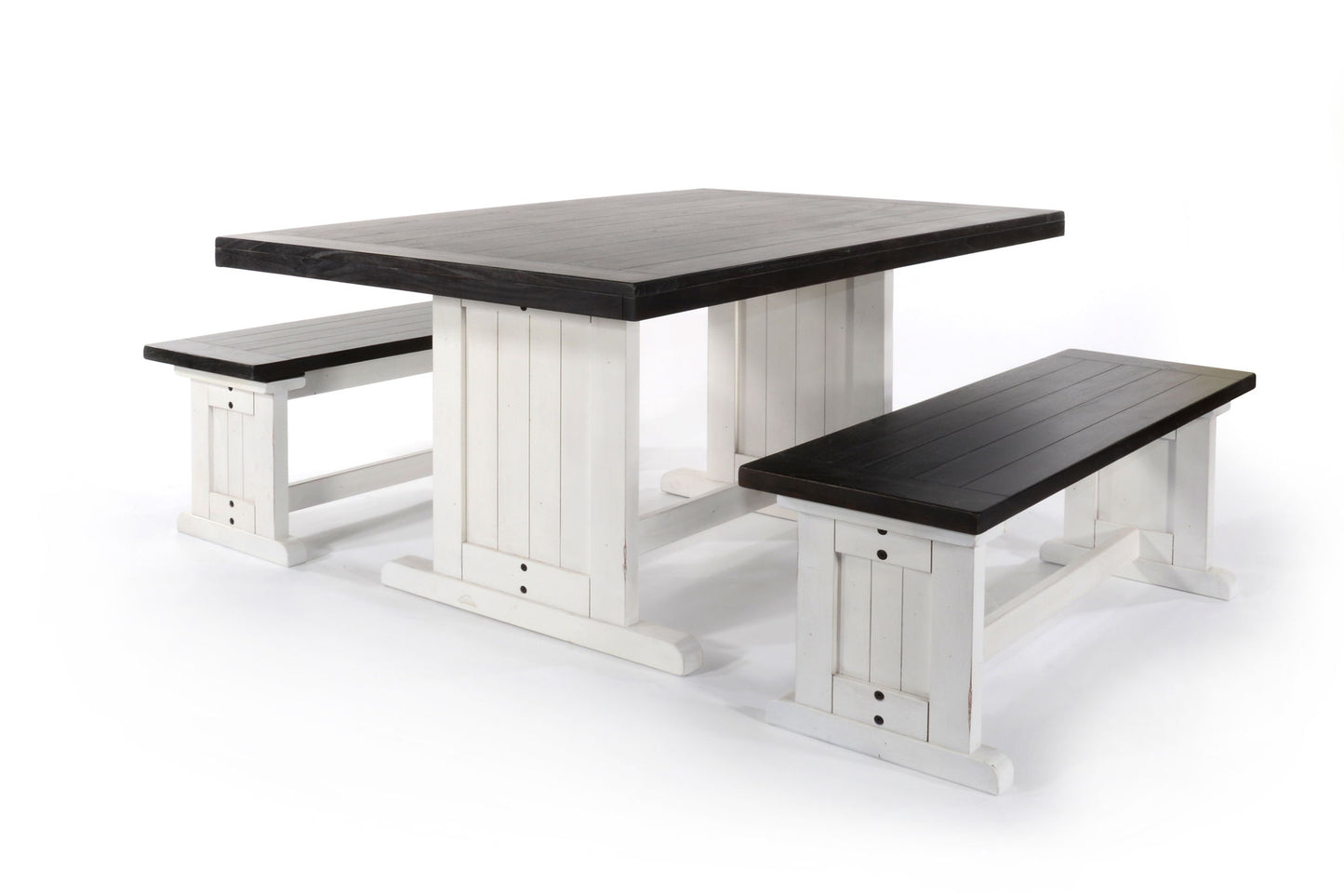 Carriage House - Wood Breakfast Nook Dining Set - Cottage White / Europen Dark